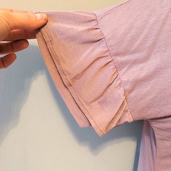 Mittoshop Mauve Top with Ruffled Sleeves- Women's Small - Picture 2 of 5